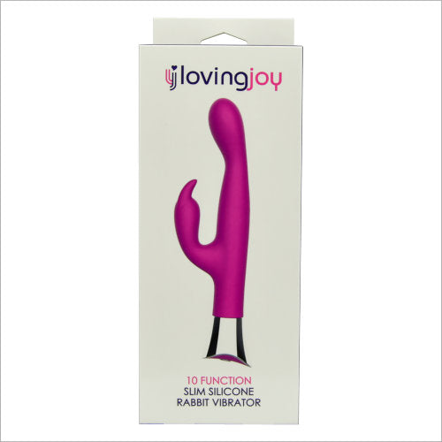 Loving Joy 10 Function Slim Silicone Rabbit Vibrator Purple