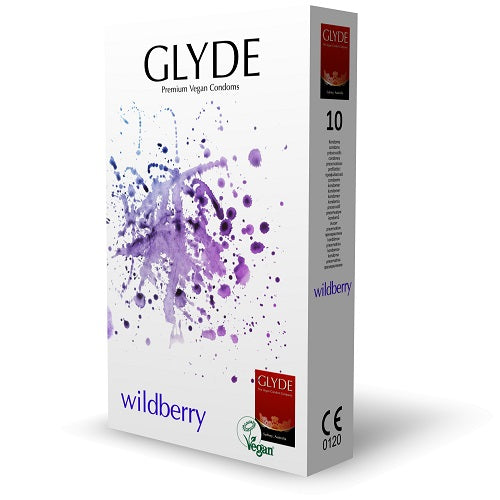 Glyde Ultra Wildberry Flavour Vegan Condoms 10 Pack