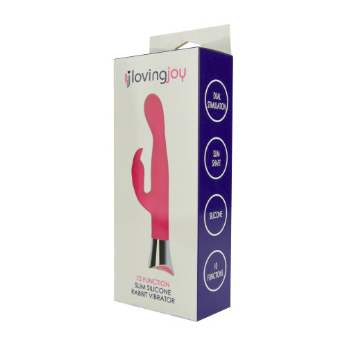 Loving Joy 10 Function Slim Silicone Rabbit Vibrator Pink