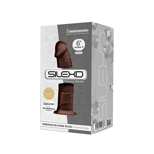 SilexD 6 inch Realistic Silicone Dual Density Dildo with Suction Cup Brown