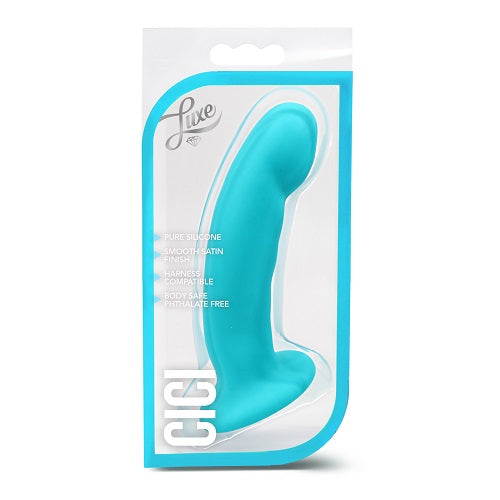 6.5 Inch Silicone G-Spot or P-Spot Dildo with Suction Base Blue